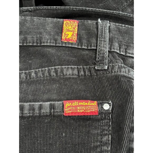7 For All Mankind Black Corduroy Jeans Size 26 Mid-Rise Straight Leg Womens Pant - Picture 7 of 13